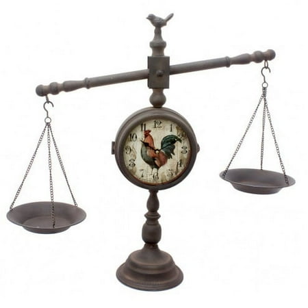 Contemporary Home Living 29.5 Antique Silver Scale Rooster Decorative Clock