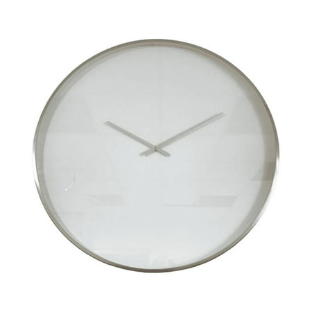 Contemporary Home Living 34 White and Silver Contemporary Burnished Wall Clock - Large