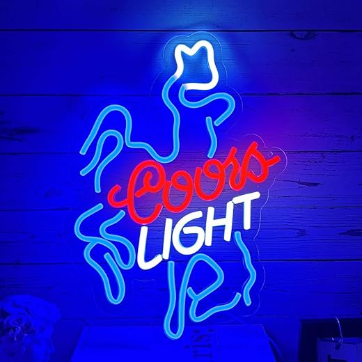 Coor Light Neon Sign Cowboy Neon Signs for Wall Decor for Bedroom Led Business Signs Suitable for Man Cave Beer Bar Sign Pub Restaurant Christmas Gift Art