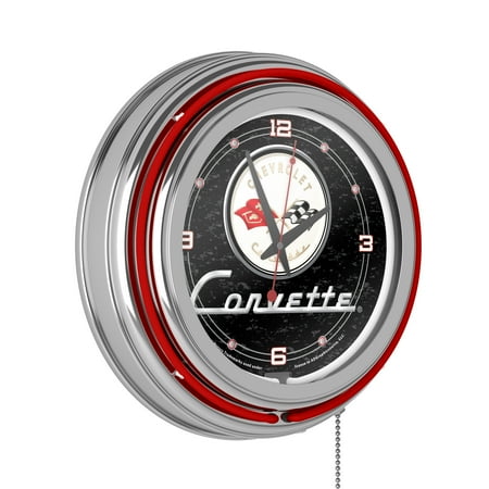 Corvette C1 Neon Clock - 14 inch Diameter - Black