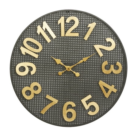 CosmoLiving by Cosmopolitan 32 Black Metal Wall Clock with Gold Numbers