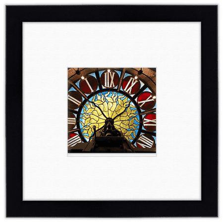 Courtside Market Grand Central - Tiffany Stain Glass Clock Framed Art