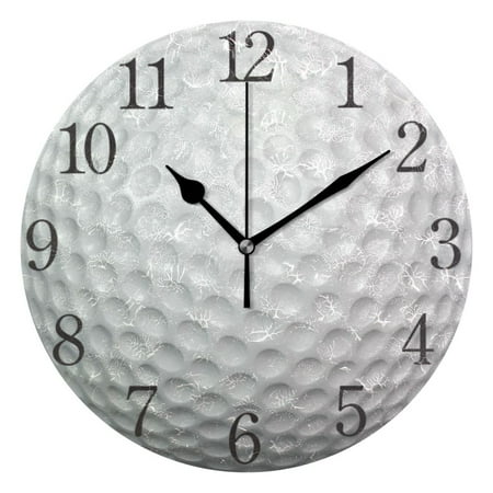 Creative Golf Ball Painted Quiet Desk Clock Silent Non-Ticking Round Wall Clock Hanging Watch Home Art Living Room Bedroom r