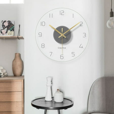 Creative Modern Round Silent Clock Ultra-thin Tempered Glass Wall-mounted Clock