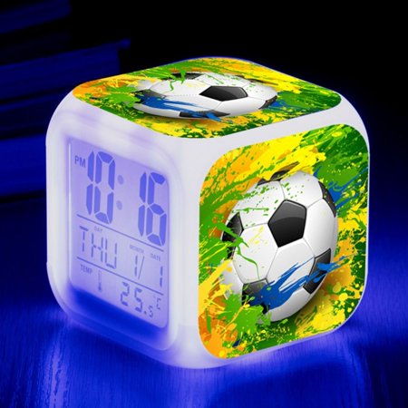 Creative Novelty Square Silent Plastic LED Display Digital Clock Soccer Clock Football Alarm Clock Table Clock 1