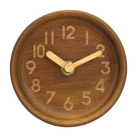 Creative solid wood alarm clock Fashion wooden needle Mute small table clock Log clock