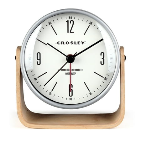 Crosley Analog Bamboo & Metal Tilt Alarm Clock with Silent Sweep Movement- CR37022CN