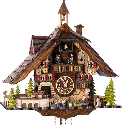 Cuckoo Clock Deer Park Mill Station Chalet-Style 33cm Quartz-Movement