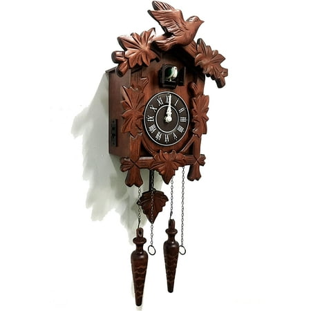 Cuckoo Clock Vintage Large Wooden Wall Clock Handcrafted 13x9.5 Inch Brown