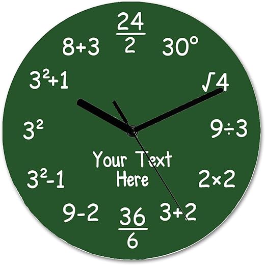 Custom 11.6 Inch Math Wall Clock with Mathematical Expressions Silent Non-Ticking Battery Operated Personalized Country Style Wall Clock Round Easy to Read for Living Room Bedroom Bathroom Kitchen