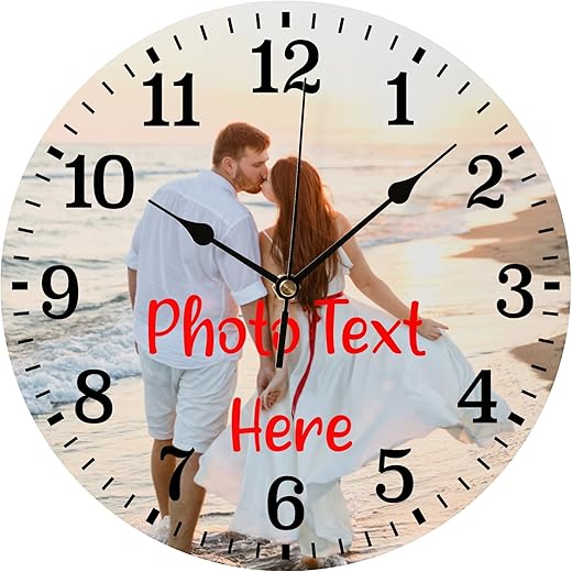 Custom Clock Customizable Clocks for Walls Personalized Wall Photo 10 Inch Silent Non Ticking Round Decoration for Kitchen, PVC (Dial Plate Optional)