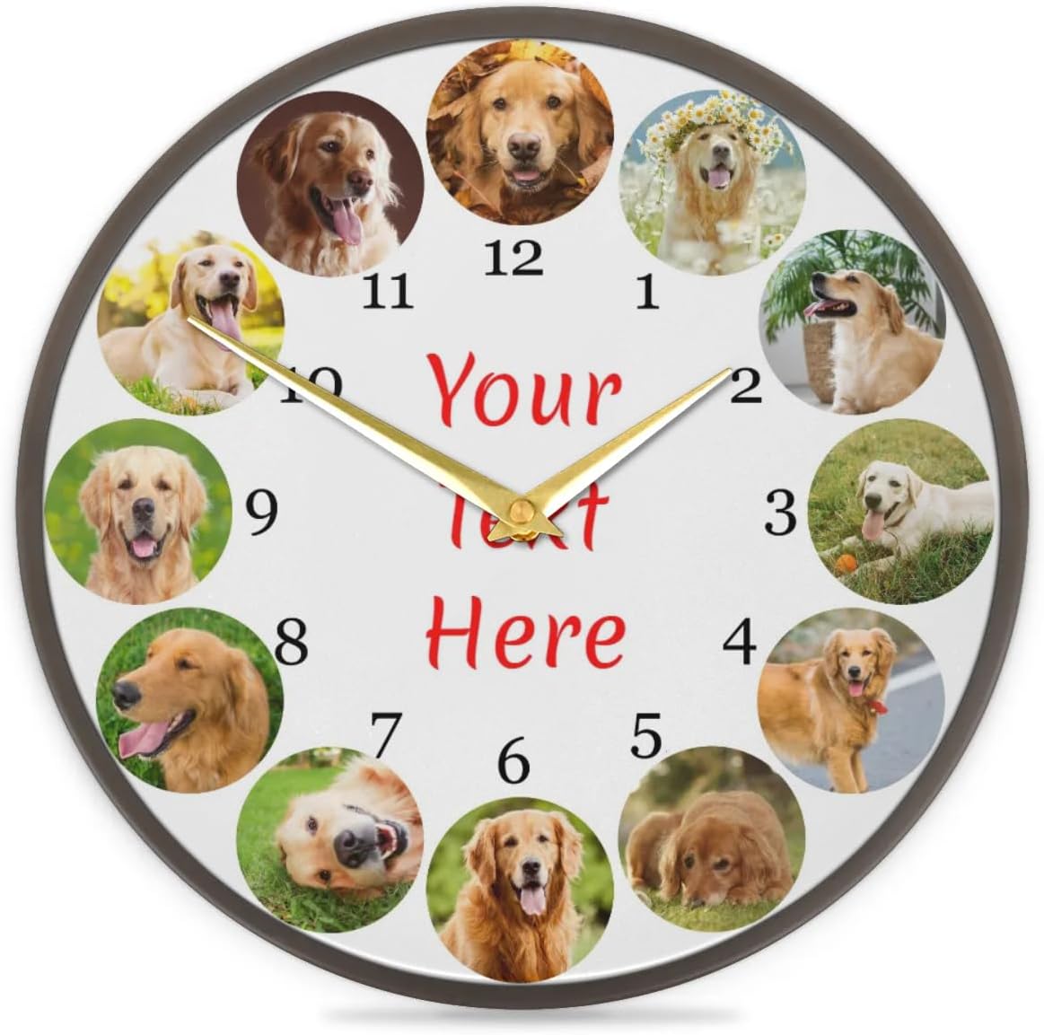 Custom Clock Customized Wall Clock Silent Non-Ticking,Personalized Round Wall Clocks Battery Operated for Living Room,Kitchen,Bathroom,Office