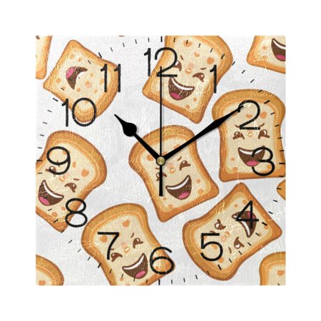 Cute Funny Sliced Toast Bread Wall Clock 7.78 Non-Ticking Silent Battery Operated for Home Bedroom Office Kitchen Living Room