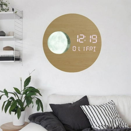 CUTICATE Hanging Clock Lunar Phase Wall Clock Calendar 12/24H Display Round Clock Moon Clock for Farmhouse Office Bathroom Living Room