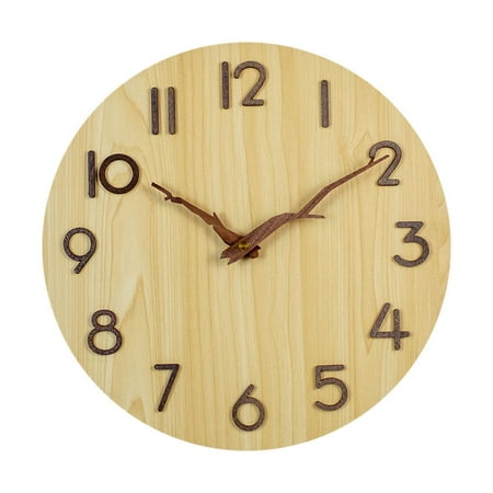 CUTICATE Wood Wall Clock, Small Clock, Rustic Fashion Modern Time Clock, Mute Clock, for Kitchen Study Living Room Indoor Dining Room