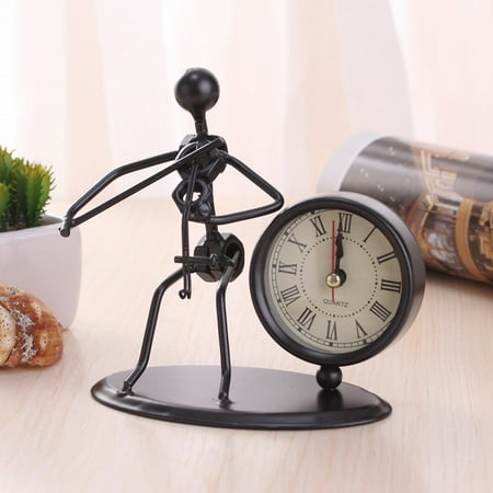 CYXLFZH Creative Iron Stainless Steel Small Desk Clock Iron Retro Personality Clock Gift Birthday Gift Iron Table Alarm Clock With Musical Instruments Gadgets Decoration Craft