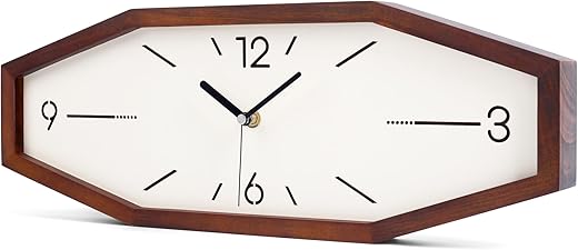 DaguyS Wooden Retro Wall Clocks, 18 Inches Square Clocks Rectangular Wall Clock Battery Operated Silent Non-Ticking, for Kitchen Living Room Office Home Desk Bedroom (Brown)