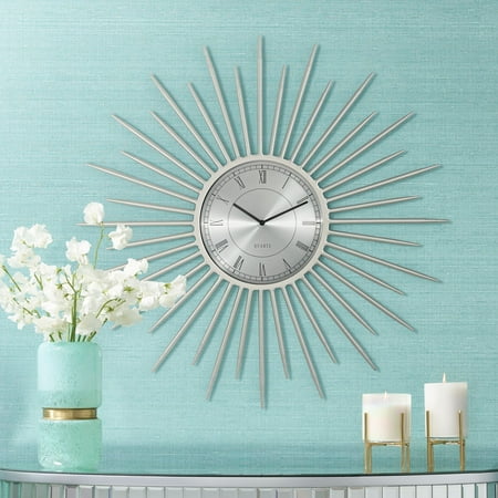 Dahlia Studios River Parks Studio Castallia Silver 28 Round Metal Wall Clock