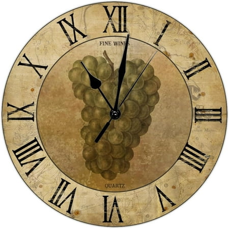 Daily Wine Tasting Clock Vintage Kitchen Clock Wine 12 Inch Large Wall Clocks Battery Operated Silent Roman Numerals Easy To Read Retro Wall Decor Home Decor For Living Room Bedroom Office