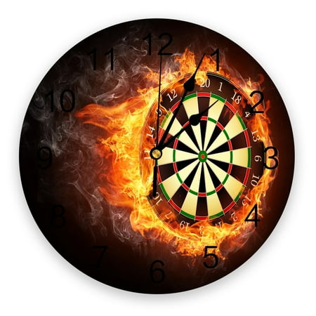 Dart Board Flame Wall Clock for Kids Room Modern Home Decor Wall Digital Clock Living Room Decor Wall Stickers Wall Clocks