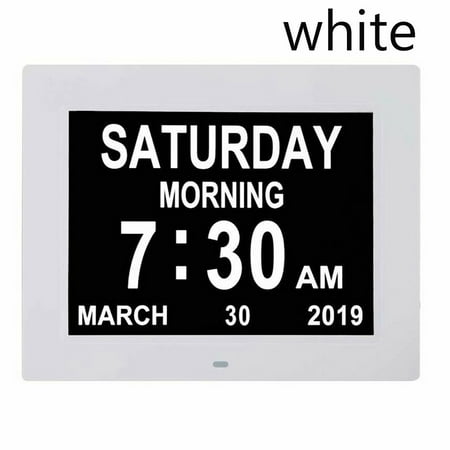 Date Day Month Year Time Table LCD Screen Large Digital Clock Home Decor Calendar Alarm Clock WHITE