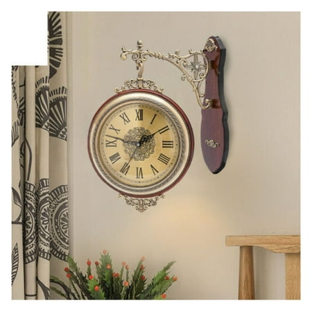 DazzAura Double Sided 12 Wall Clock Antique Railway Station Wall Decor Gift Home