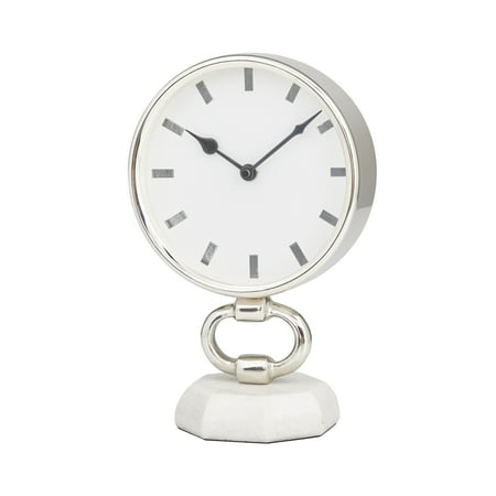 DecMode 10 Silver Stainless Steel Clock with Marble Base