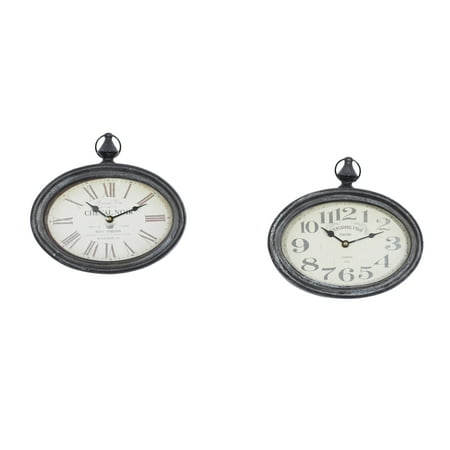 DecMode 12H, 11W Cream Metal Pocket Watch Style Wall Clock (2 Count)