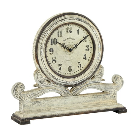 DecMode 15 White Wood Scroll Clock