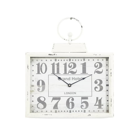 DecMode 16 x 15 White Metal Pocket Watch Style Wall Clock