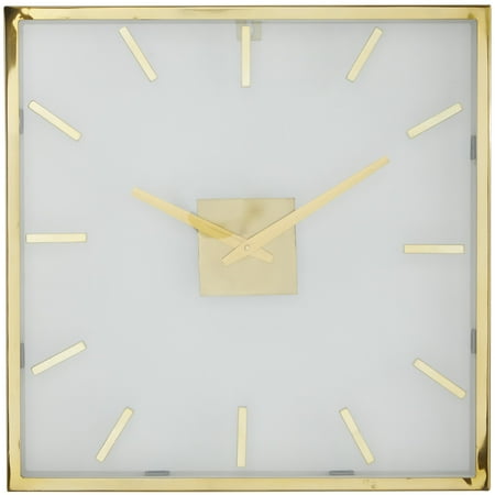 DecMode 20 Gold Stainless Steel Metal Wall Clock with Clear Face