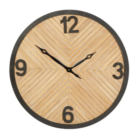 DecMode 25 Brown Wood Carved Wall Clock