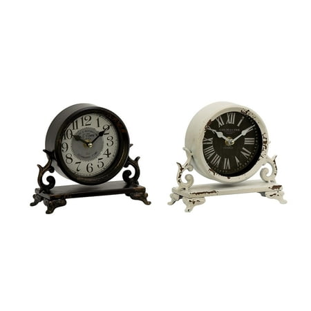 DecMode 7 Black Metal Scroll Clock, Set of 2