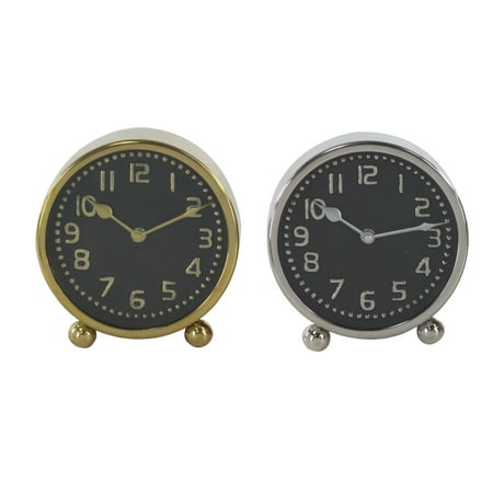 DecMode 7 Multi Colored Stainless Steel Clock with Black Clock Faces, Set of 2