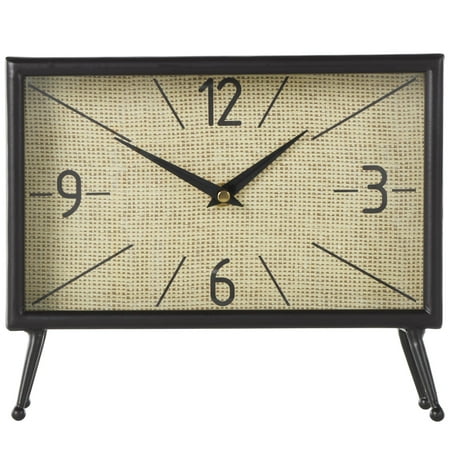 DecMode 8 Black Metal Rectangular Clock with Tea Stained Clock Face