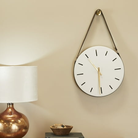 DecMode Stainless Steel Vintage Sleek Hanging Analog Wall Clock 16W x 16H