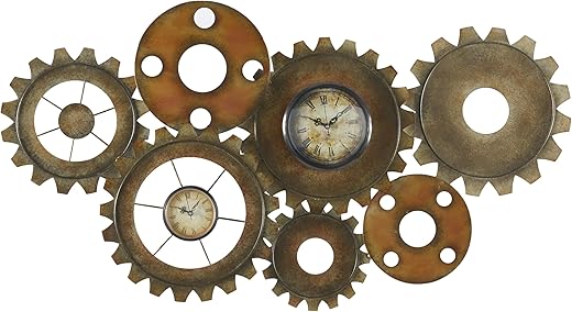 Deco 79 Benzara 13498 Metal Gear Clock, 34 x 17, Brown