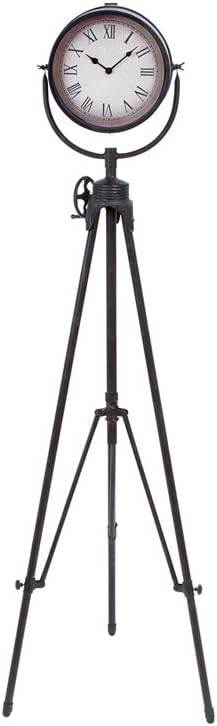 Deco 79 Metal Decorative Clock Tall Tripod Mantel Clock, Tabletop Clock 17" x 17" x 57", Black