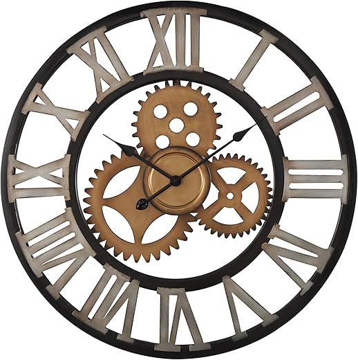 Deco 79 Metal Decorative Wall Clock Gear Wall Clock for Home, Wall Clock for Room 30" x 2" x 30", Brown