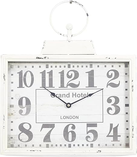 Deco 79 Metal Decorative Wall Clock Pocket Watch Style Wall Clock for Home, Wall Clock for Room 16 x 2 x 15, White