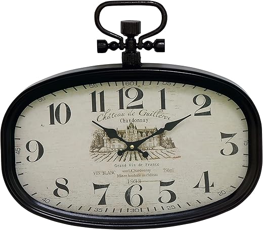 Deco 79 Metal Pocket watch Style Wall Clock, 18" x 2" x 16", White