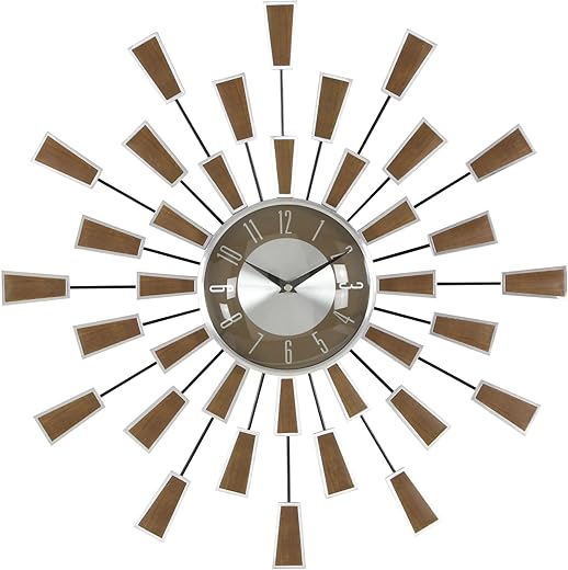 Deco 79 Modern Metal Wall Clock, 22 x 3 x 22, Brown