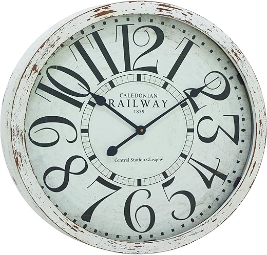 Deco 79 Wooden Decorative Wall Clock Wall Clock for Home, Wall Clock for Room 24" x 3" x 24", White