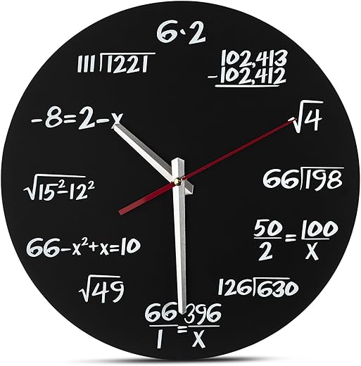 Decodyne Math Wall Clock - Unique Wall Clock - Each Hour Marked by a Simple Math Equation