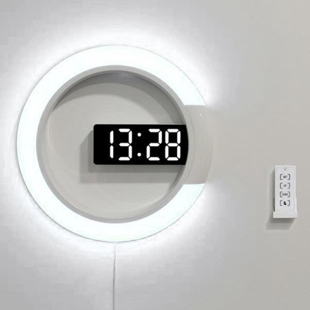 Decorative Electronic Digital Home Decor 3D 12'' Clock Remote Control Night Light Temperature 12-inch hollow mirror wall clock