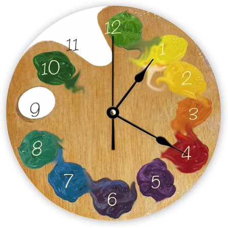 Decorative Silent No Ticking Wall Clock Watercolor Woodland Forest Animals Round Modern Wooden Clocks for Bedroom Living Room Home Office School Wall Art Decor, 15 Inches