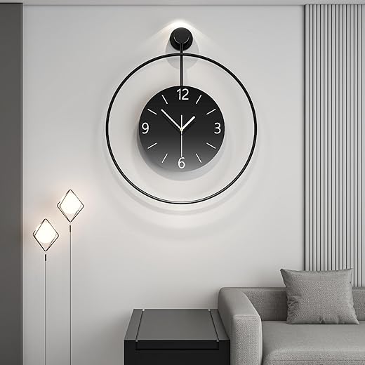 Decorative Wall Clocks for Living Room Decor Large Modern Wall Clock Battery Operated Silent Non-Ticking for Bedroom Office Kitchen Home Farmhouse 24 inch Big Round Black Wall Watch