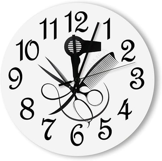 Decorative Wall Clock Silent Non Ticking Modern Hair Salon Home Decor Wall Clock Round 12 Inches