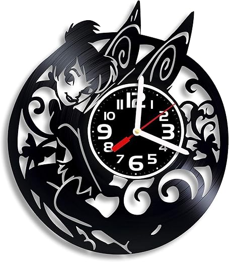 Decor Clock Compatible with Tinker Bell Vinyl Wall Clock, Clock for Children's Room, Clock with The Image of a Fairy Tale, Art, Gift for Any Occasion