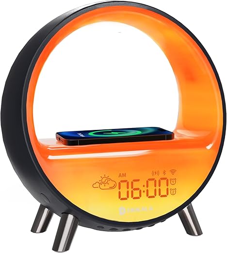 Dekala Arches Sunrise Alarm Clock | Sunset White Noise Sound Machine Sleep Timer | Loud Natural Sound Wake-Up Light |15W Wireless Charging | Customizable Snooze Mode | 2.4G & 5G WiFi App Control 【NEW】